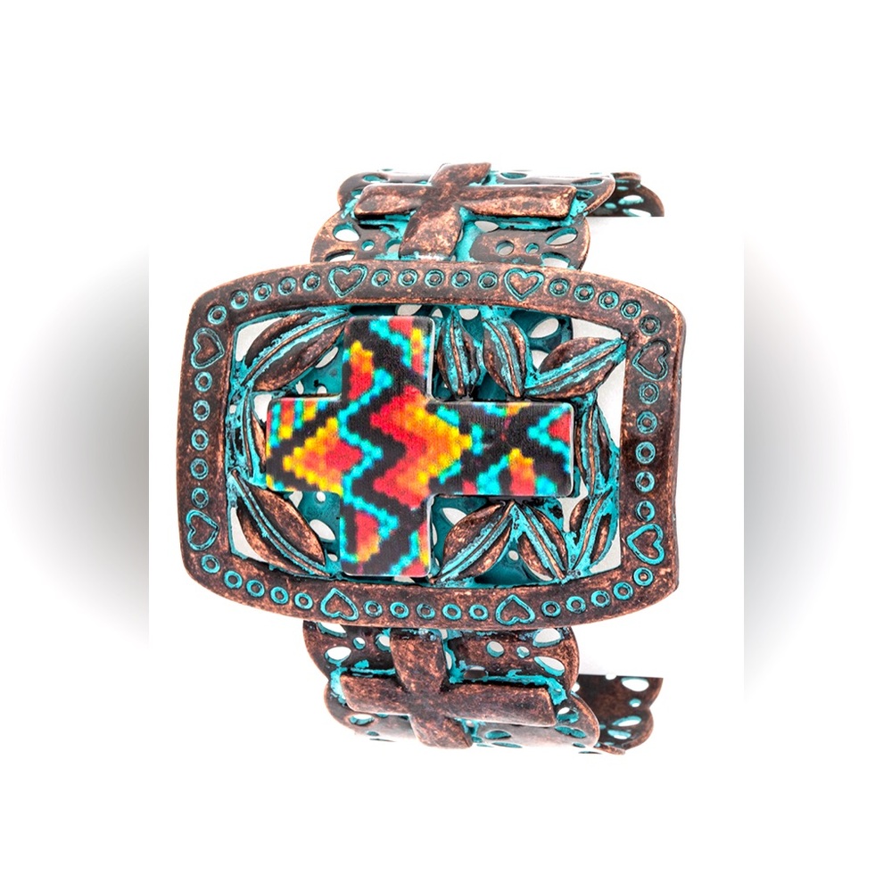 Western Tribal Aztec Cuff Bangle Bracelet